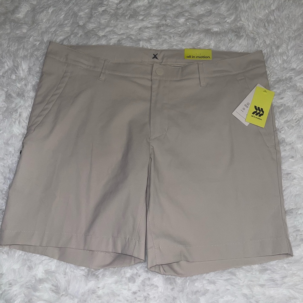 All in Motion light grey khaki men’s breathable shorts size 40 flat front
